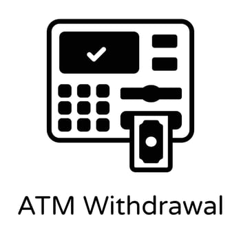 Atm withdrawal glyph icon, premium download vector