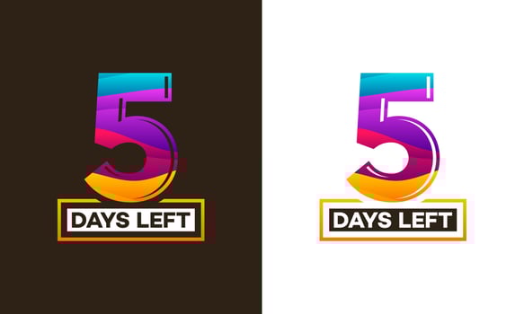 Modern Colorful Countdown left days banner, number of days left badge for promotion, countdown sales vector illustration
