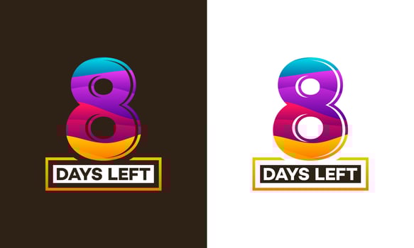 Modern Colorful Countdown left days banner, number of days left badge for promotion, countdown sales vector illustration