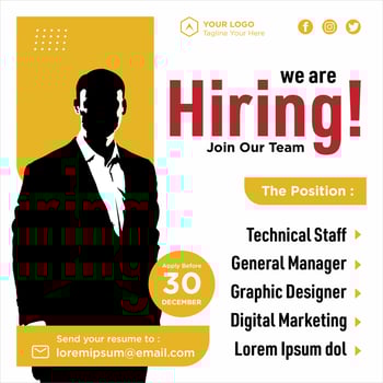 We are hiring social media post promotion vector