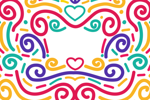 Cinco de mayo line art pattern for copy space. Colorful swirl outline for poster and banner. png