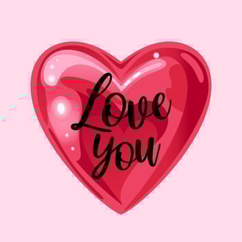 Valentines Day. Balloon in the shape of a heart with the inscription. Love you. Cute illustration in a realistic style. For weddings, design elements, prints on fabric vector