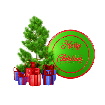 Merry Christmas 3d tree and gift box illustration png