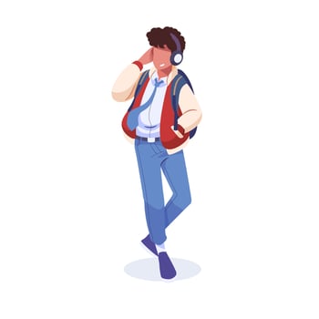 illustration of Indonesian high school students going home happily vector
