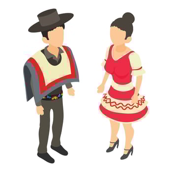 Traditional clothing icon isometric vector. Portuguese couple in national dress vector