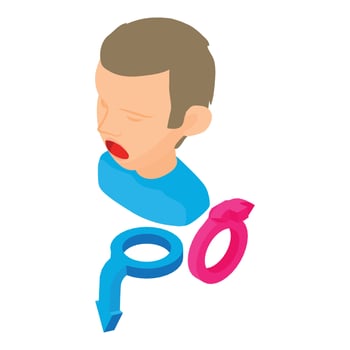 Sexual dysfunction icon isometric vector. Young man blue and pink gender symbol vector