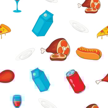 Quick snack pattern, cartoon style vector