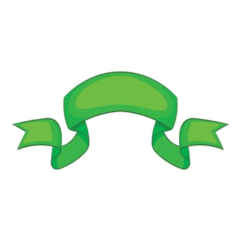 Green ribbon icon, cartoon style vector