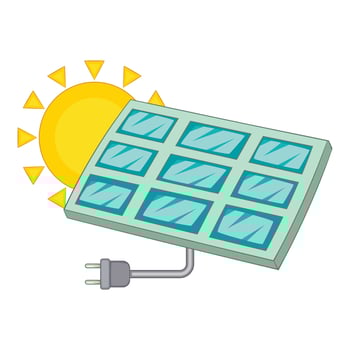 Solar battery icon, cartoon style vector