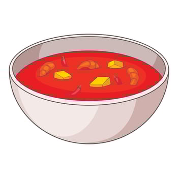Tom yum thai soup icon, cartoon style vector