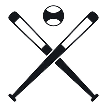 Crossed baseball bats and ball icon, simple style vector