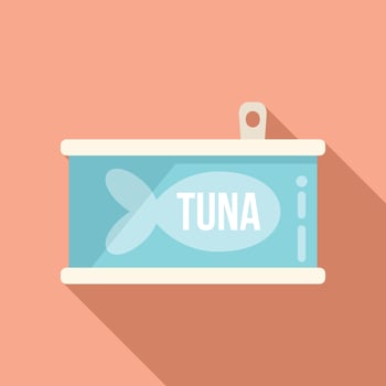 Tuna cat food icon flat vector. Tin can feed vector