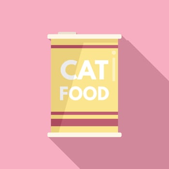 Cat food tin can icon flat vector. Pet bag vector