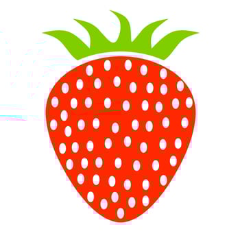 ripe strawberry icon isolated on white. Fresh red summer fruit. Nice flat design for vegetarian logo. Vector illustration.