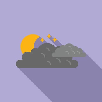 Cloudy night sky icon flat vector. Meteo forecast vector