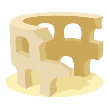 Coliseum icon, cartoon style vector