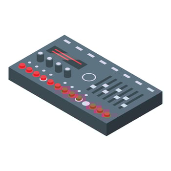 Art synthesizer icon isometric vector. Dj piano vector