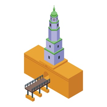City tower icon isometric vector. Serbia travel vector