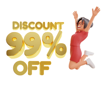 Discount Off With Woman Character 3d illustration png
