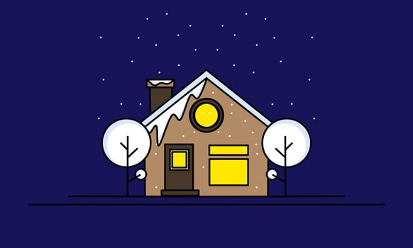 Winter illustration design, simple landscape illustration with elegance concept vector