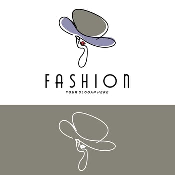 Women's Hat Logo Design Illustration Fashion beauty accessories, and product brand care vector