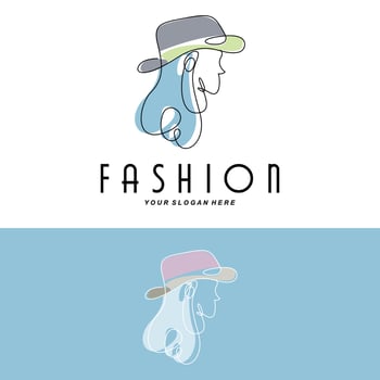 Women's Hat Logo Design Illustration Fashion beauty accessories, and product brand care vector