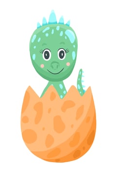 Newborn dino in egg vector