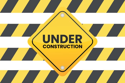Yellow under construction realistic sign vector