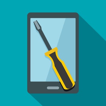 Renovation phone icon, flat style vector