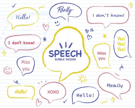Set hand drawn speech bubbles. empty text box different shapes balloons vector