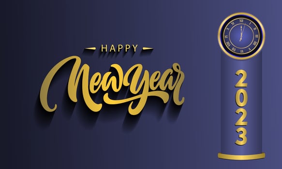 Happy New Year  Celebration 2023 with typography lettering. Vector illustration, text and number