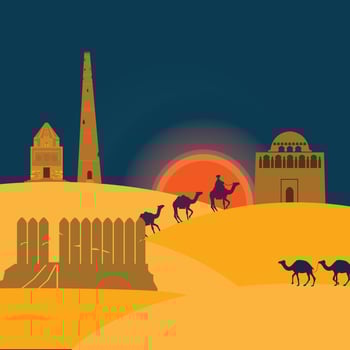 Historical Turkmenistan illustrations nice poster vector