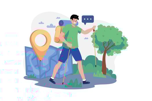 Boy Enjoying Hiking Illustration concept. A flat illustration isolated on white background vector