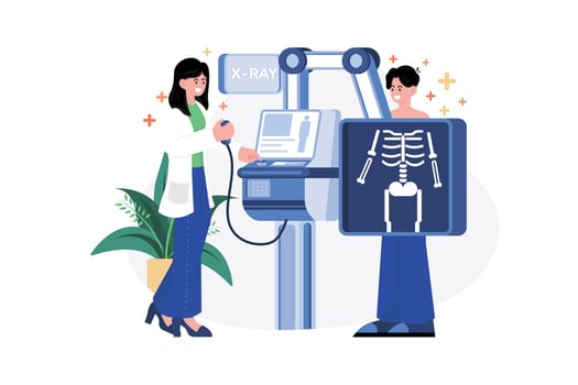 Doctor Examining Patient's X-Ray Illustration concept. A flat illustration isolated on white background vector