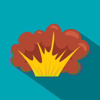 High powered explosion icon, flat style vector