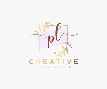 Initial PL feminine logo. Usable for Nature, Salon, Spa, Cosmetic and Beauty Logos. Flat Vector Logo Design Template Element.