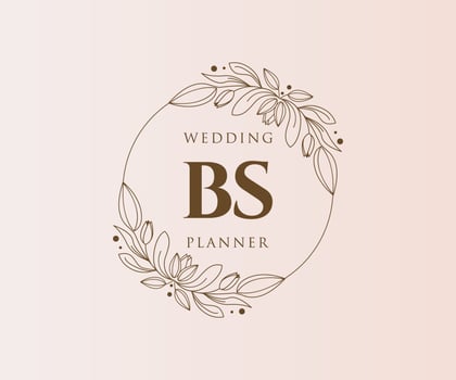 BS Initials letter Wedding monogram logos collection, hand drawn modern minimalistic and floral templates for Invitation cards, Save the Date, elegant identity for restaurant, boutique, cafe in vector