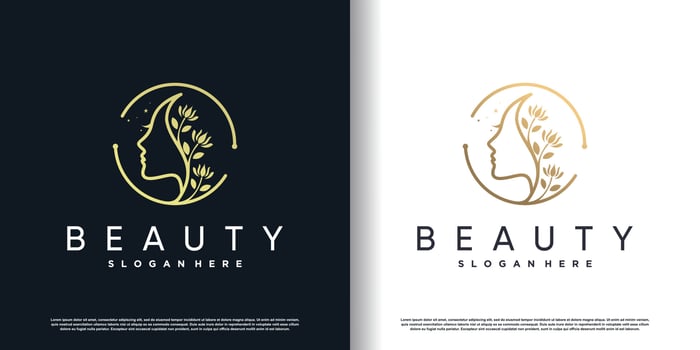 beauty logo design with creative concept premium vector
