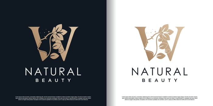 letter w logo with natural beauty concept premium vector