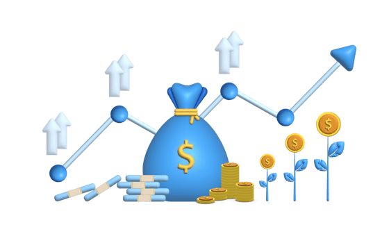 3D Illustration financial management concept and investment, Banner template of payment with money. png