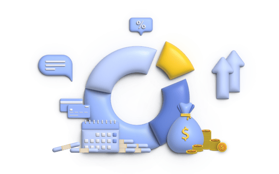 3D Illustration financial management concept and investment, Banner template of payment with money. png
