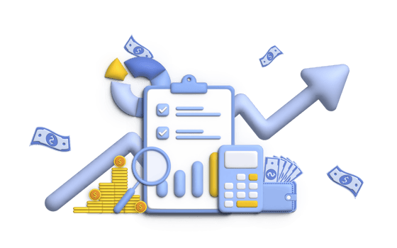 3D Illustration financial management concept and investment, Banner template of payment with money. png