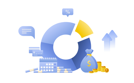 Financial management concept and investment, Flat design of payment and finance with money, cash, banknote, calculator and credit card. png