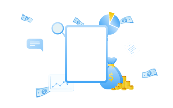 Financial management concept and investment, Flat design of payment and finance with money, cash, banknote, calculator and credit card. png