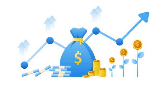 Financial management concept and investment, Flat design of payment and finance with money, cash, banknote, calculator and credit card. png