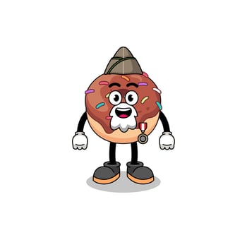 Character cartoon of donuts as a veteran vector
