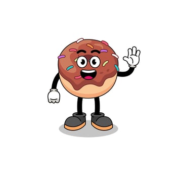 donuts cartoon doing wave hand gesture vector