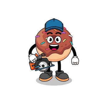 Cartoon Illustration of donuts as a woodworker vector