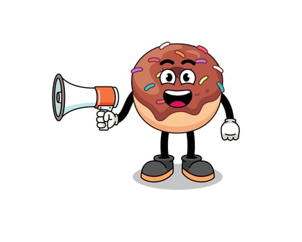 donuts cartoon illustration holding megaphone vector
