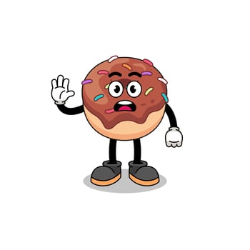 donuts cartoon illustration doing stop hand vector